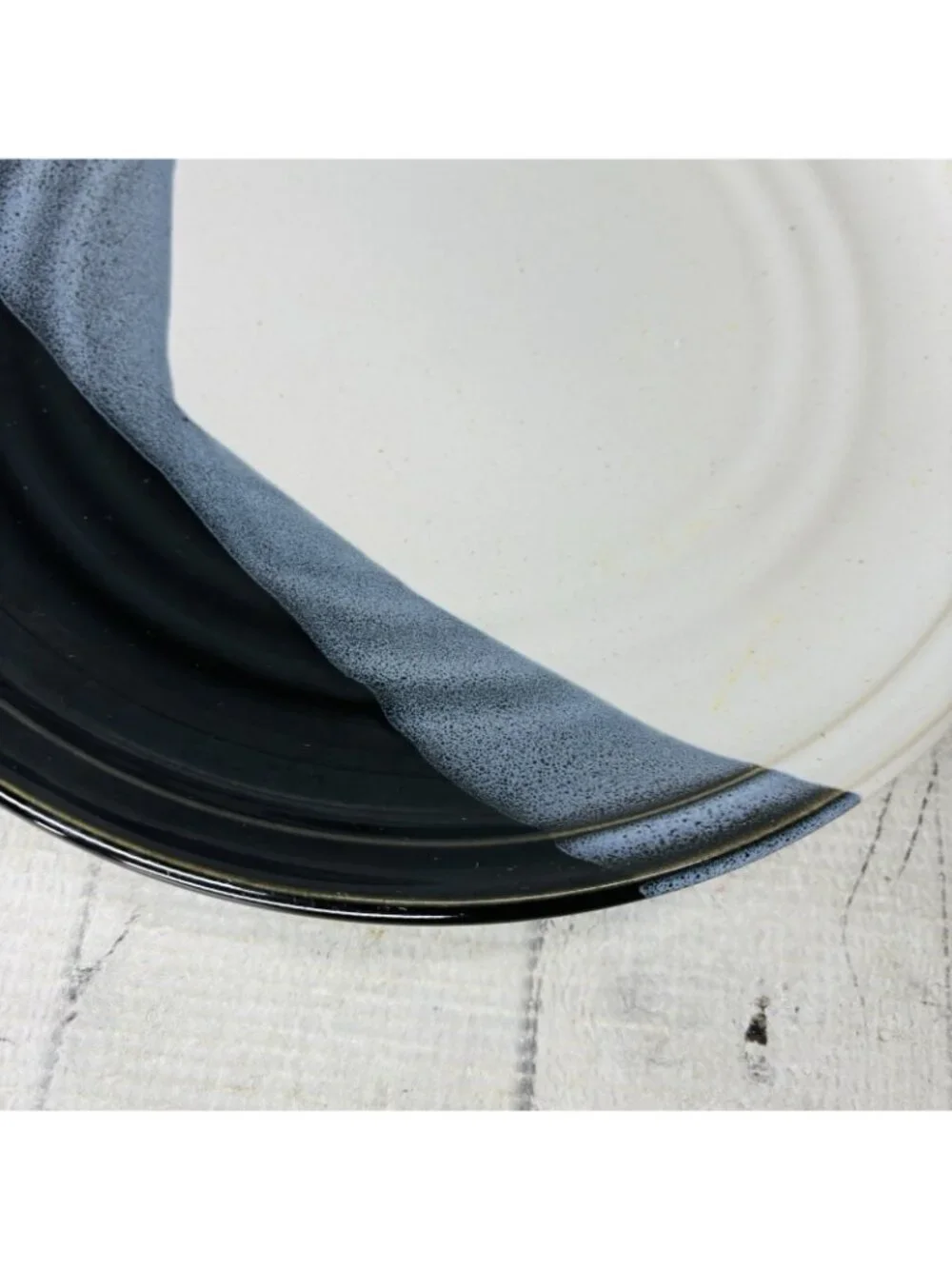 Noritake Stoneware DURANGO 8647 Black Blue Abstract Panels Dinner Plates Set 4